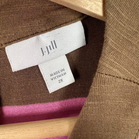 J. Jill Striped A-Line Halter Tank Top Size 2X Pink and Brown - Picture 5 of 6